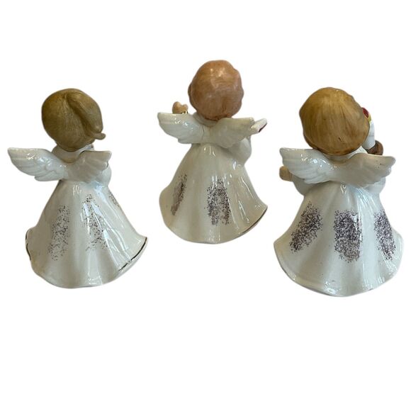 Homco Christmas Angels Set of 3 Porcelain Figurine 4.5 Tall Vintage Holiday READ - Picture 4 of 8